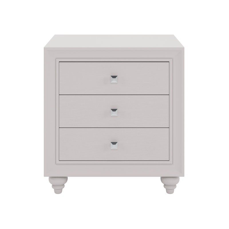 Contemporary Nightstand with 3 Drawers Bedside Table